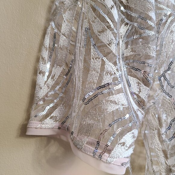 Alex Evenings Beige and Silver Women's Top - Picture 4 of 5